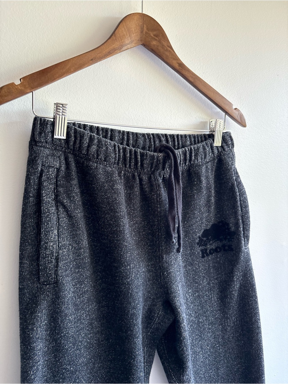 Roots Charcoal Salt & Pepper Jogger Sweatpants | Fleece Lined | Size M/L - Picture 3 of 9